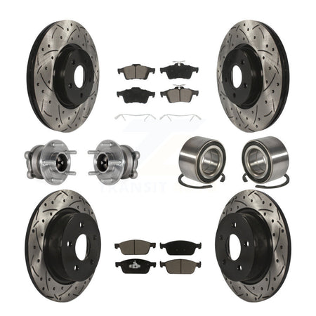 Front Rear Hub Bearing Coated Brake Rotor & Pads Kit (10Pc) For Ford Escape FWD with 2.0L KBB-124331