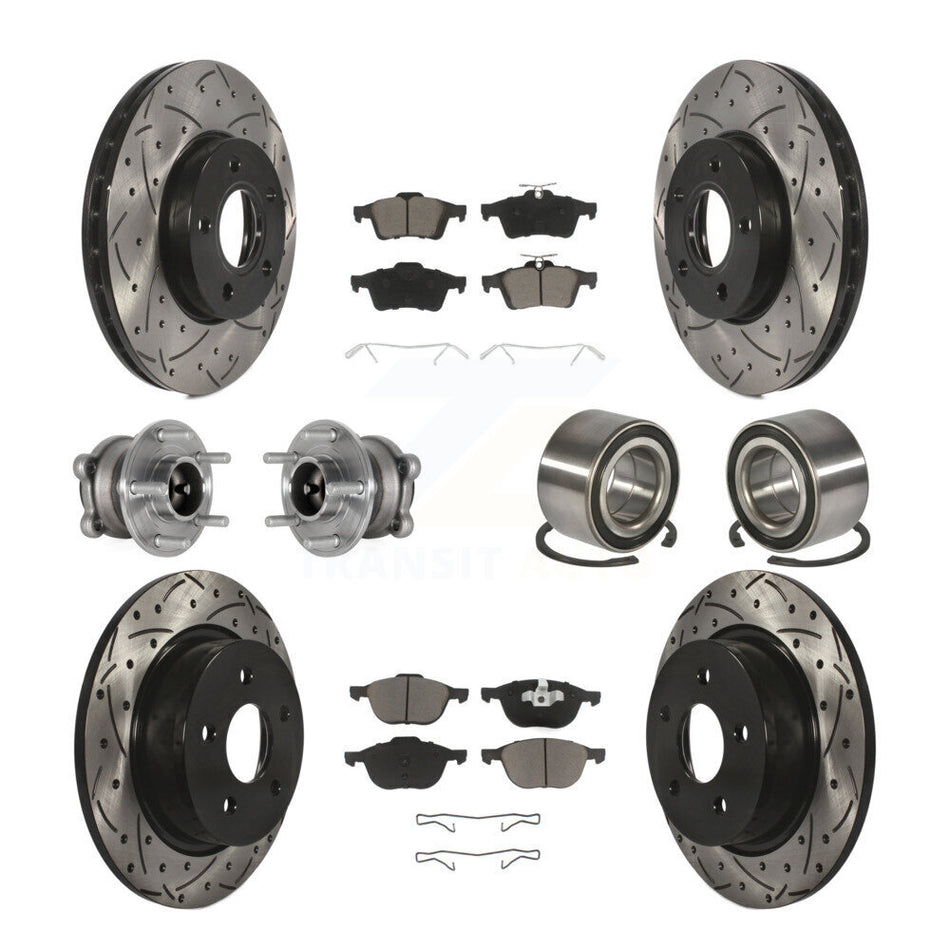 Front Rear Hub Bearing Coat Brake Rotor Pad Kit (10Pc) For Ford C-Max With Parking Assist KBB-124332