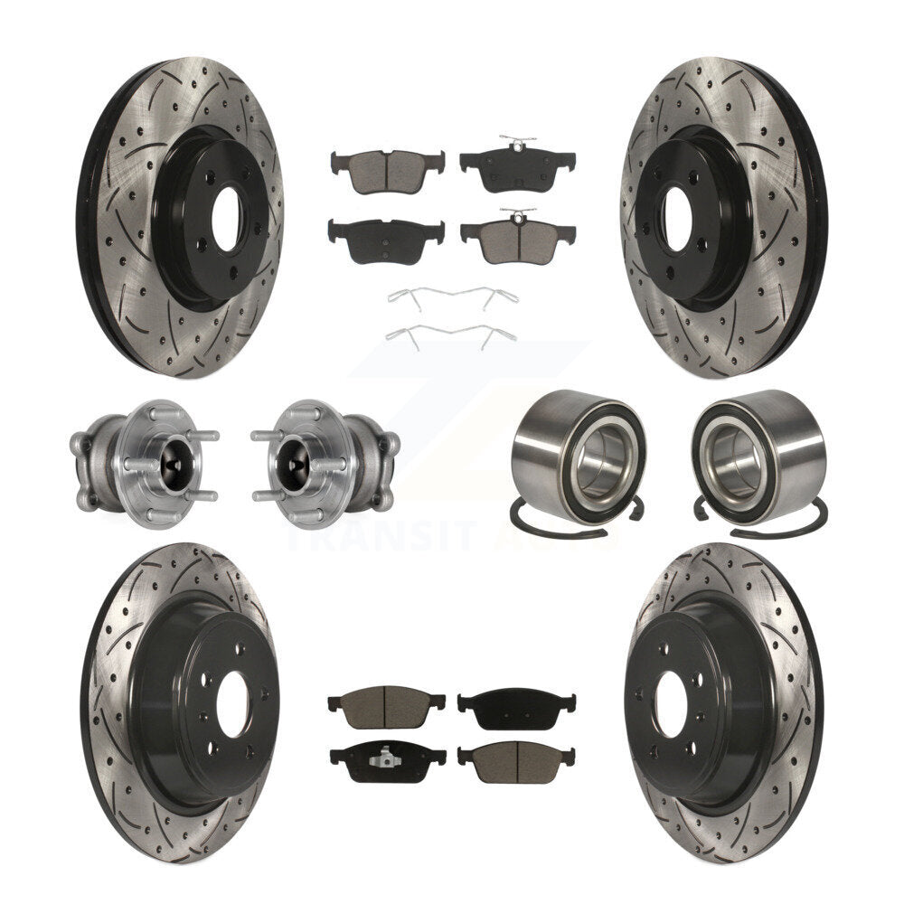 Front Rear Hub Bearing Coated Disc Brake Rotor Pad Kit (10Pc) For Ford Escape Lincoln MKC KBB-124334
