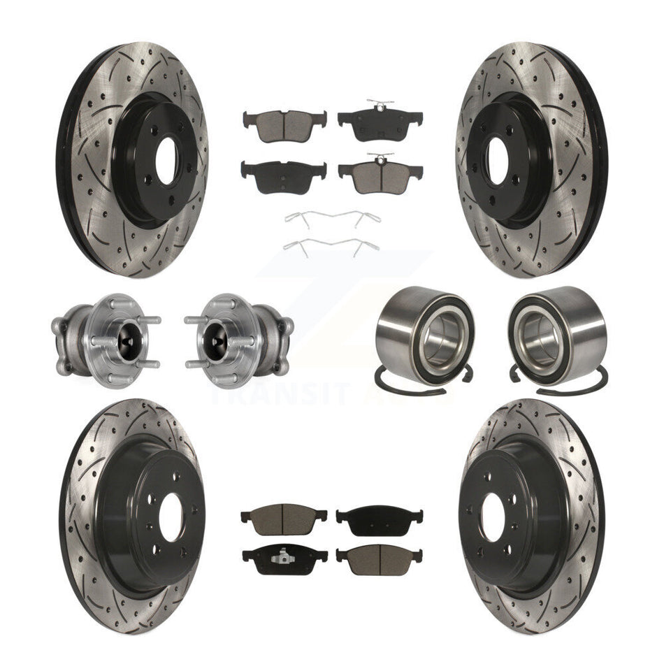 Front Rear Hub Bearing Coated Disc Brake Rotor Pad Kit (10Pc) For Ford Escape Lincoln MKC KBB-124334