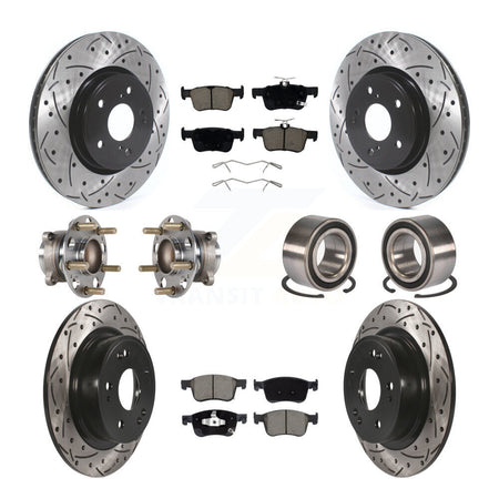 Front Rear Wheel Hub Bearing Coated Disc Brake Rotor And Pads Kit (10Pc) For Honda Accord KBB-124339