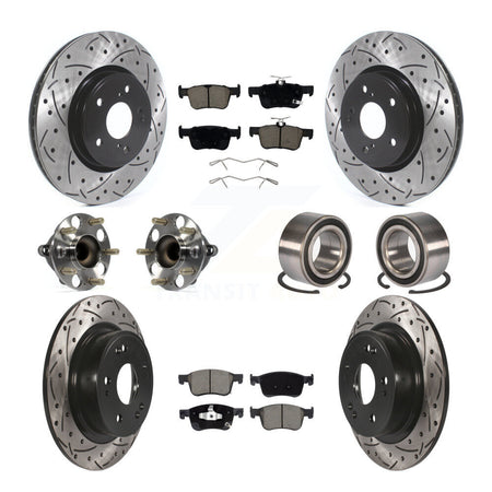 Front Rear Wheel Hub Bearing Coated Disc Brake Rotor And Pads Kit (10Pc) For Honda Accord KBB-124340