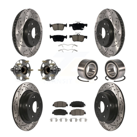 Front Rear Wheel Hub Bearing Coated Disc Brake Rotor And Pads Kit (10Pc) For Honda Accord KBB-124341