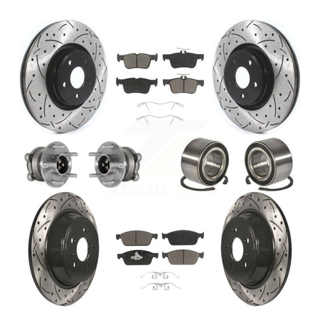 Front Rear Hub Bearing Coated Disc Brake Rotor And Ceramic Pad Kit (10Pc) For Lincoln MKC KBB-124353