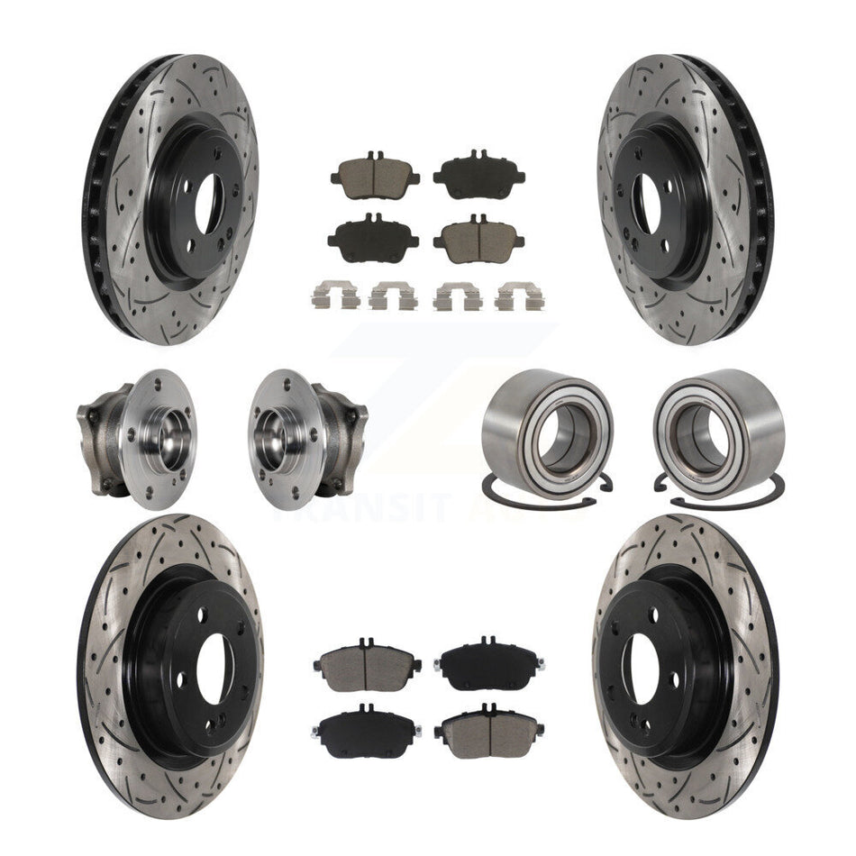 Front Rear Hub Bearing Coated Brake Rotor Pads Kit (10Pc) For Mercedes-Benz GLA250 CLA250 KBB-124360