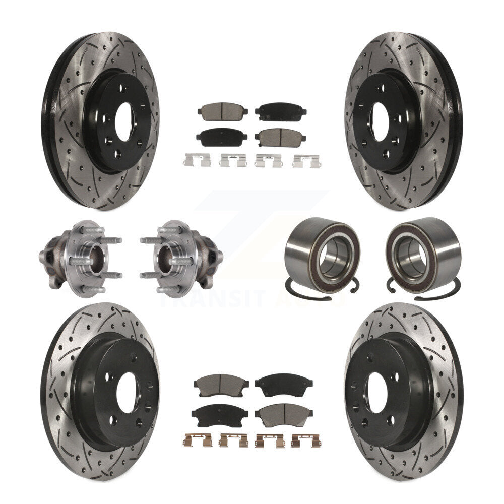 Front Rear Hub Bearing Coated Brake Rotor & Pads Kit (10Pc) For 2016-2017 Chevrolet Sonic KBB-124362