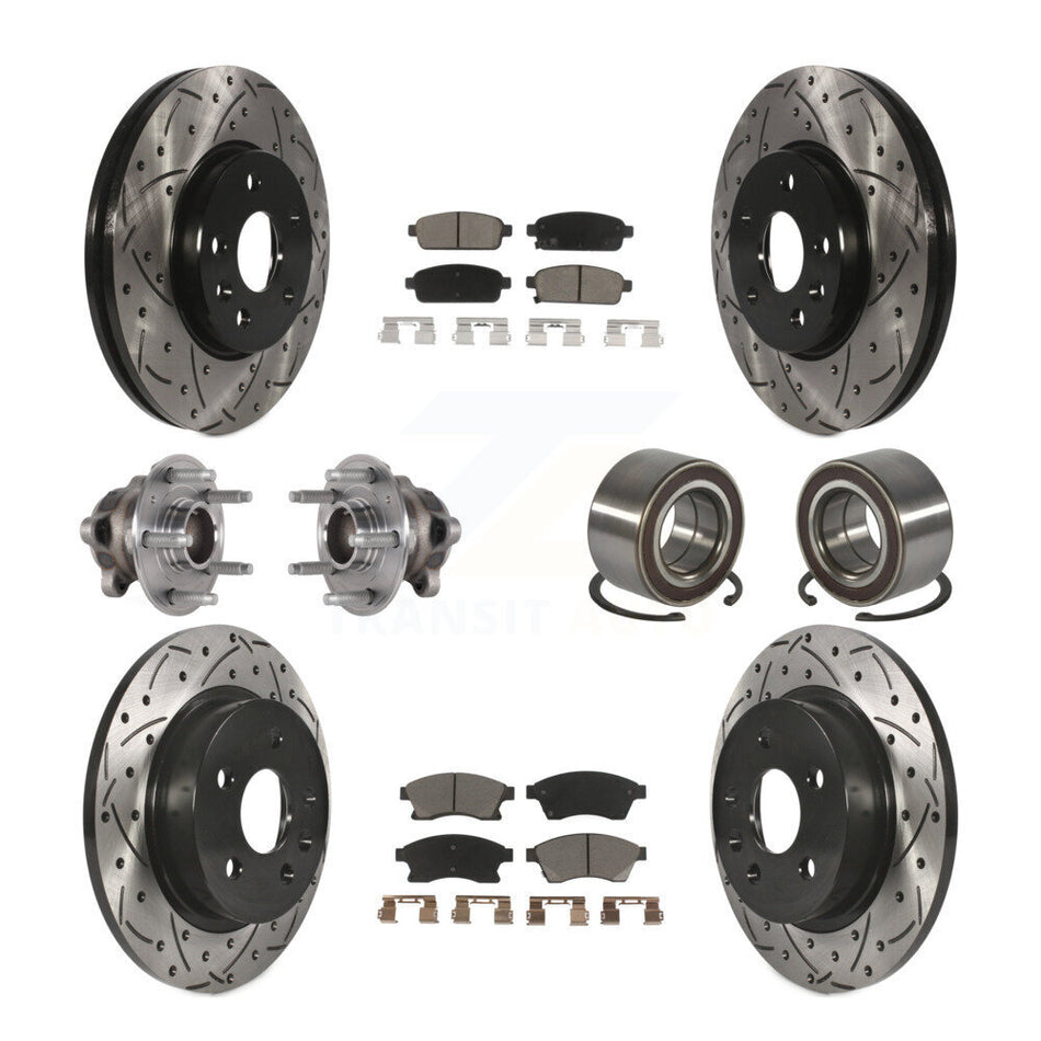 Front Rear Hub Bearing Coated Brake Rotor & Pads Kit (10Pc) For 2016-2017 Chevrolet Sonic KBB-124362