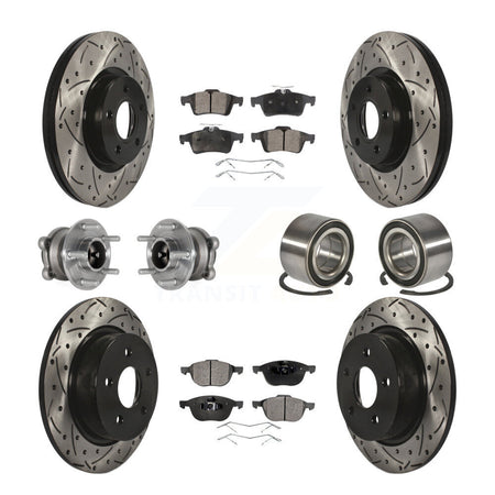 Front Rear Hub Bearing Coated Disc Brake Rotors And Pads Kit (10Pc) For Ford Escape C-Max KBB-124388