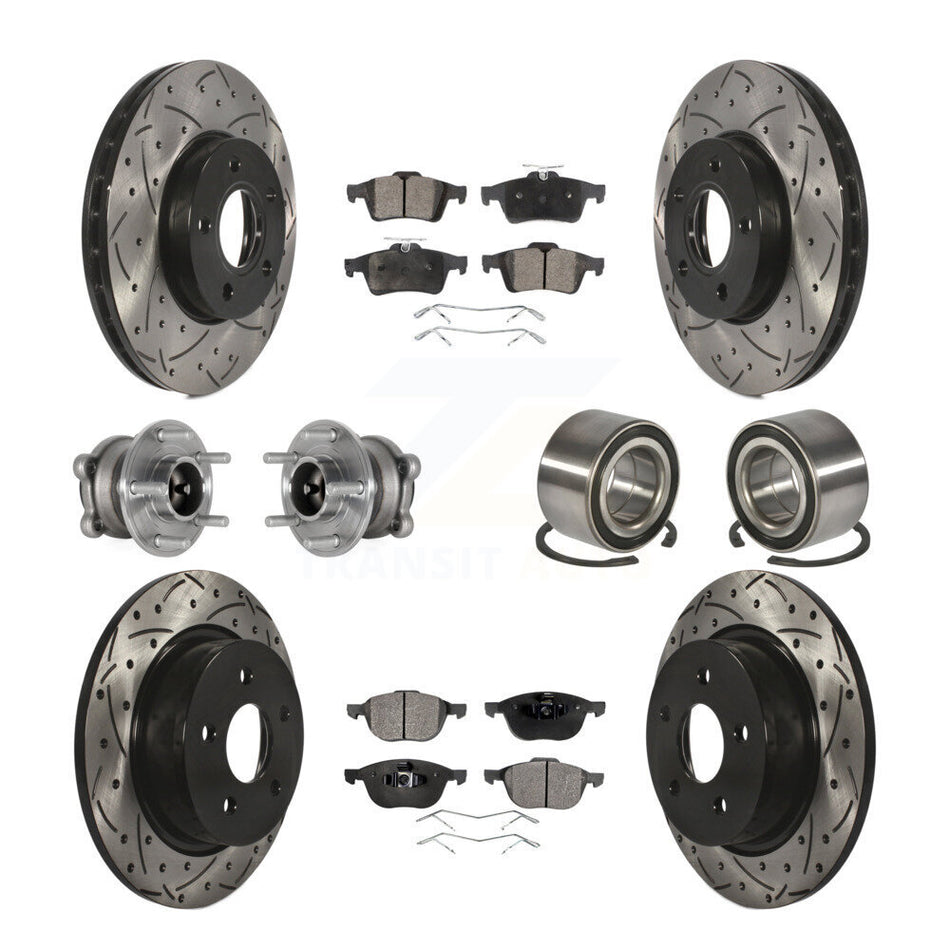 Front Rear Hub Bearing Coat Brake Rotor Pad Kit (10Pc) For Ford C-Max With Parking Assist KBB-124389