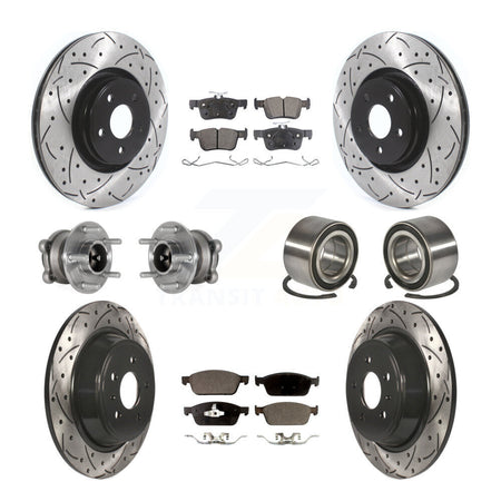 Front Rear Wheel Hub Bearing Coated Disc Brake Rotors And Pads Kit (10Pc) For Lincoln MKC KBB-124391