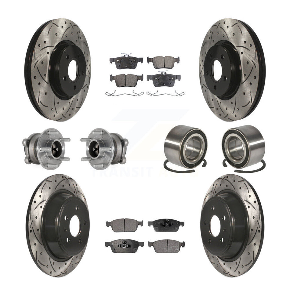 Front Rear Hub Bearing Coated Disc Brake Rotor Pad Kit (10Pc) For Ford Escape Lincoln MKC KBB-124392