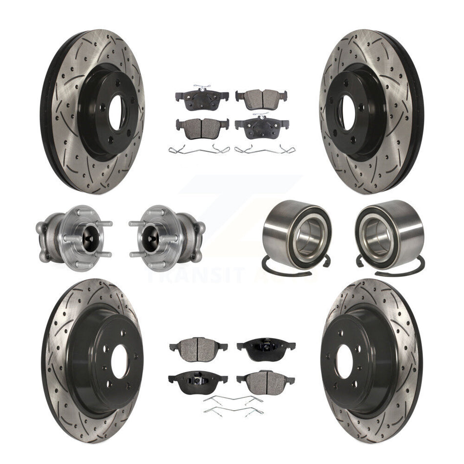 Front Rear Hub Bearing Coat Brake Rotor Pad Kit (10Pc) For Ford Escape FWD with 2.5L/1.5L KBB-124393