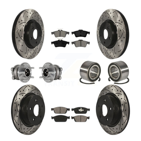 Front Rear Hub Bearing Coated Brake Rotor & Pads Kit (10Pc) For Ford Escape FWD with 2.0L KBB-124430