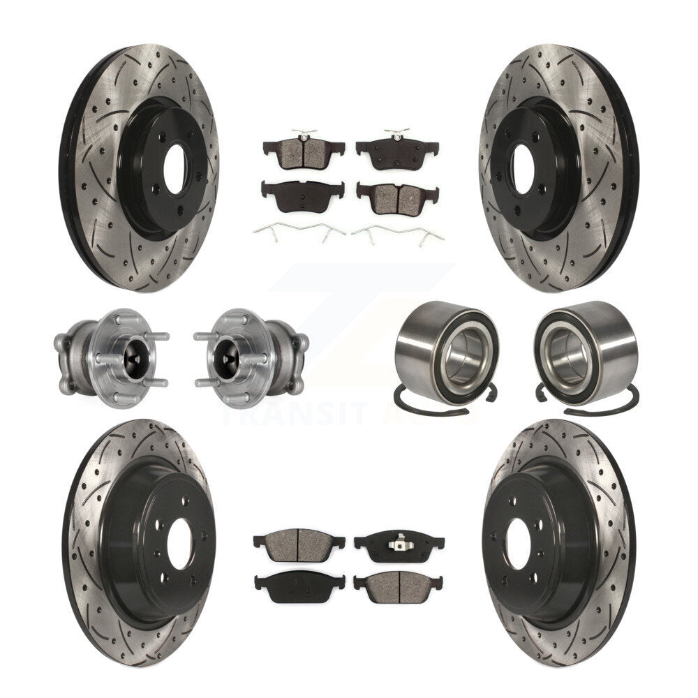 Front Rear Hub Bearing Coated Disc Brake Rotor Pad Kit (10Pc) For Ford Escape Lincoln MKC KBB-124444