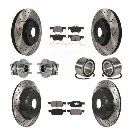Front Rear Hub Bearing Coated Disc Brake Rotor Pad Kit (10Pc) For Ford Escape Lincoln MKC KBB-124444