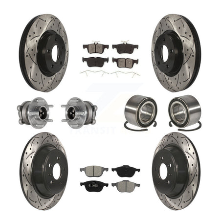 Front Rear Hub Bearing Coat Brake Rotor Pad Kit (10Pc) For Ford Escape FWD with 2.5L/1.5L KBB-124445