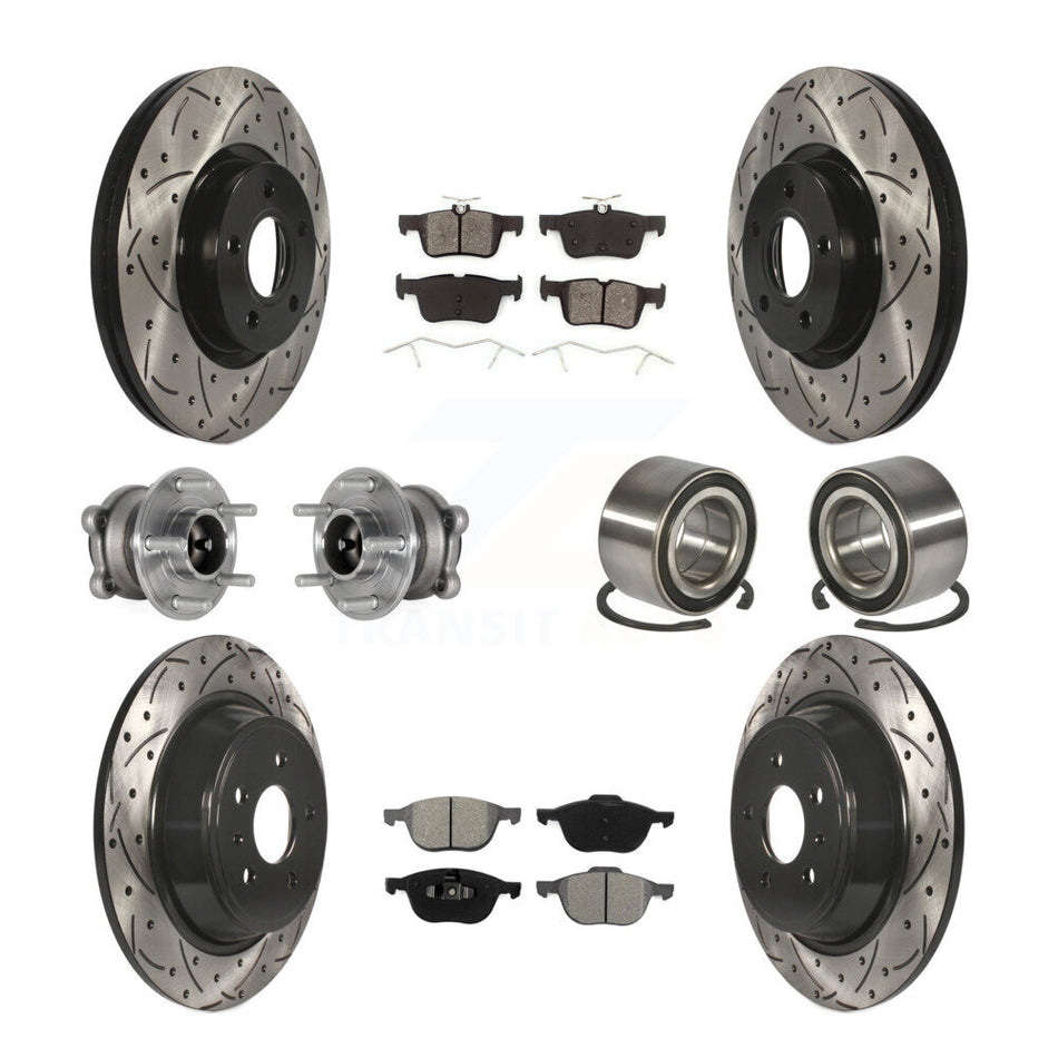 Front Rear Hub Bearing Coat Brake Rotor Pad Kit (10Pc) For Ford Escape FWD with 2.5L/1.5L KBB-124445