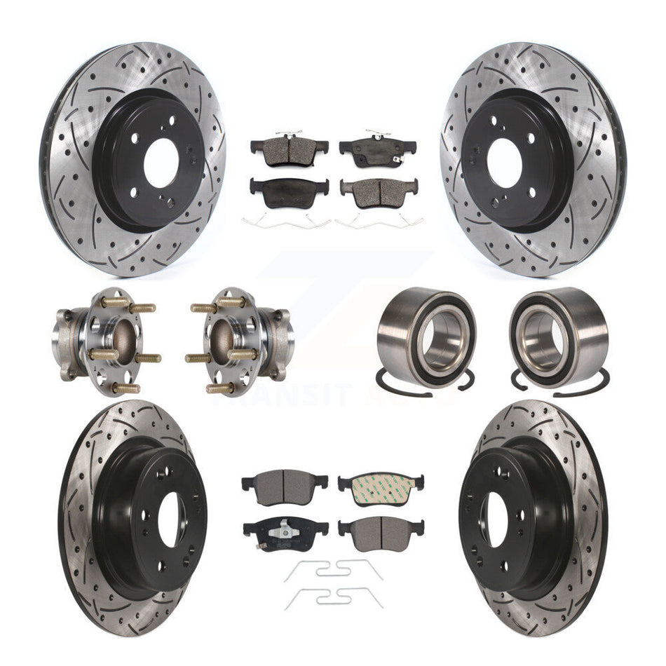 Front Rear Wheel Hub Bearing Coated Disc Brake Rotor And Pads Kit (10Pc) For Honda Accord KBB-124475