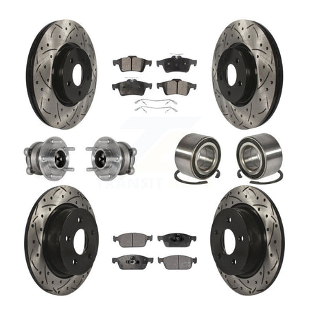 Front Rear Hub Bearing Coated Brake Rotor & Pads Kit (10Pc) For Ford Escape FWD with 2.0L KBB-124481