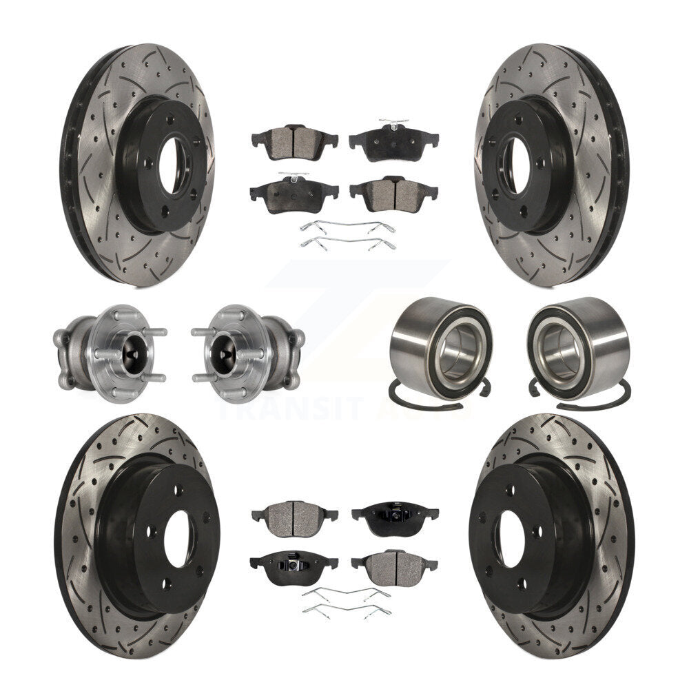 Front Rear Hub Bearing Coat Brake Rotor Pad Kit (10Pc) For Ford C-Max With Parking Assist KBB-124483