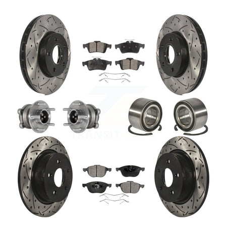 Front Rear Hub Bearing Coat Brake Rotor Pad Kit (10Pc) For Ford C-Max With Parking Assist KBB-124483