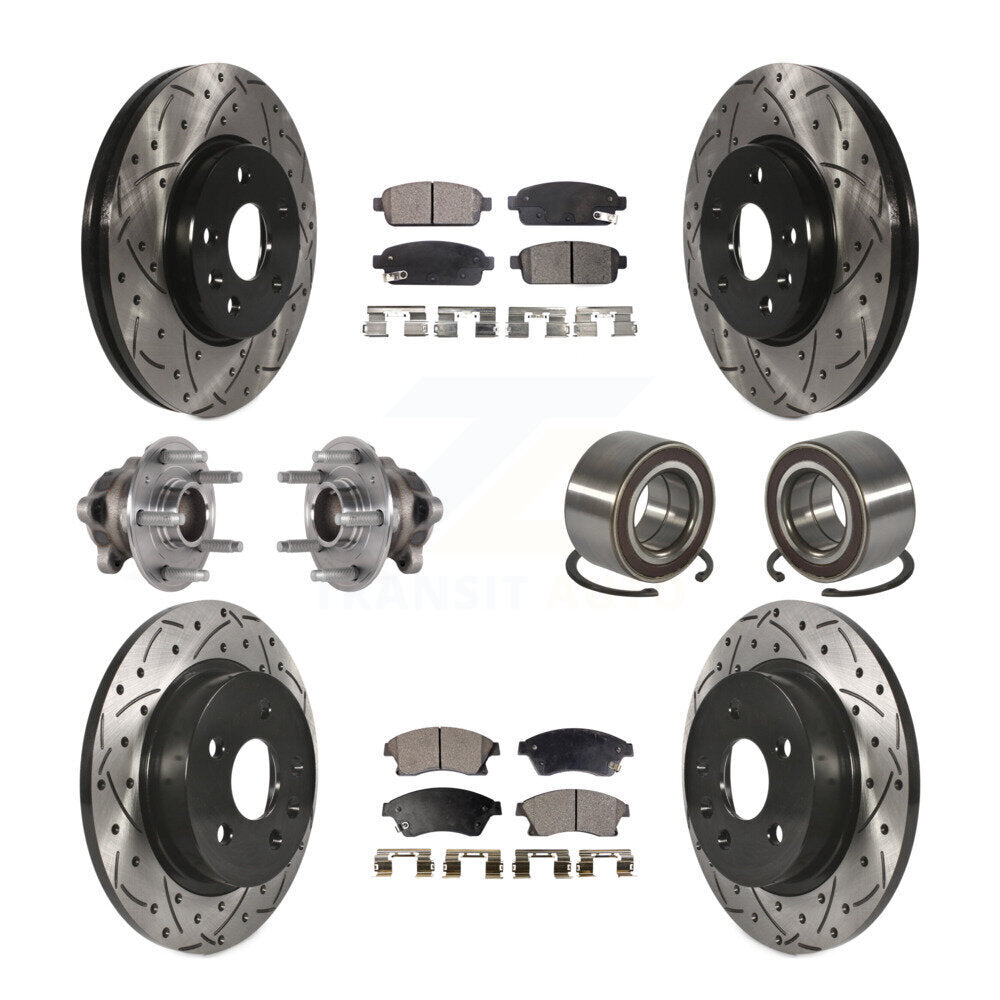 Front Rear Hub Bearing Coated Brake Rotor & Pads Kit (10Pc) For 2016-2017 Chevrolet Sonic KBB-124498