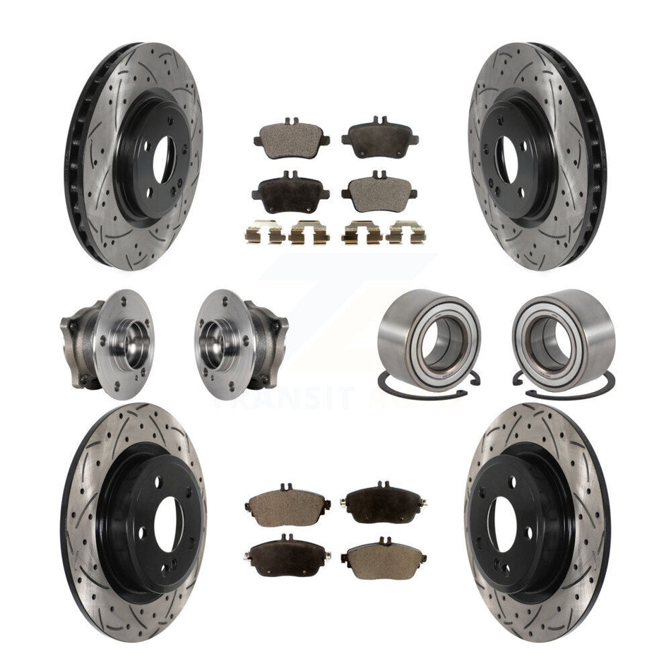 Front Rear Hub Bearing Coated Brake Rotor Pads Kit (10Pc) For Mercedes-Benz GLA250 CLA250 KBB-124500
