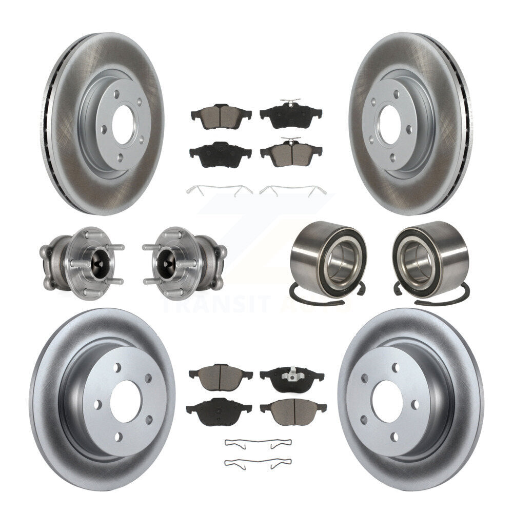 Front Rear Hub Bearing Coated Disc Brake Rotors And Pads Kit (10Pc) For Ford Escape C-Max KBB-124516