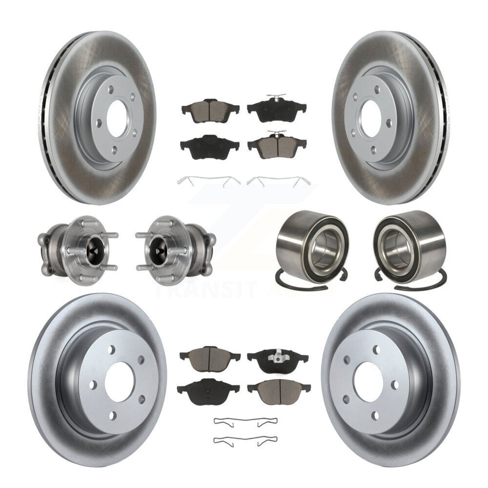 Front Rear Hub Bearing Coated Disc Brake Rotors And Pads Kit (10Pc) For Ford Escape C-Max KBB-124516