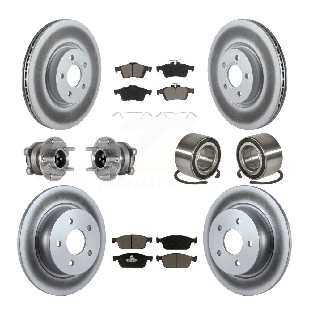 Front Rear Hub Bearing Coated Brake Rotor & Pads Kit (10Pc) For Ford Escape FWD with 2.0L KBB-124517
