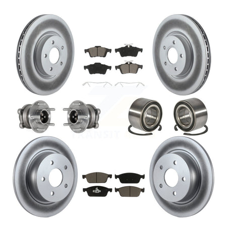 Front Rear Hub Bearing Coated Brake Rotor & Pads Kit (10Pc) For Ford Escape FWD with 2.0L KBB-124517