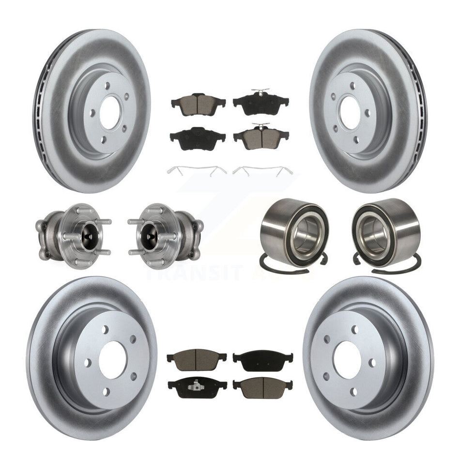 Front Rear Hub Bearing Coated Brake Rotor & Pads Kit (10Pc) For Ford Escape FWD with 2.0L KBB-124517