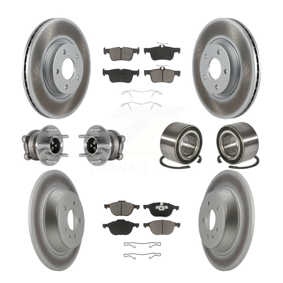 Front Rear Hub Bearing Coat Brake Rotor Pad Kit (10Pc) For Ford Escape FWD with 2.5L/1.5L KBB-124519