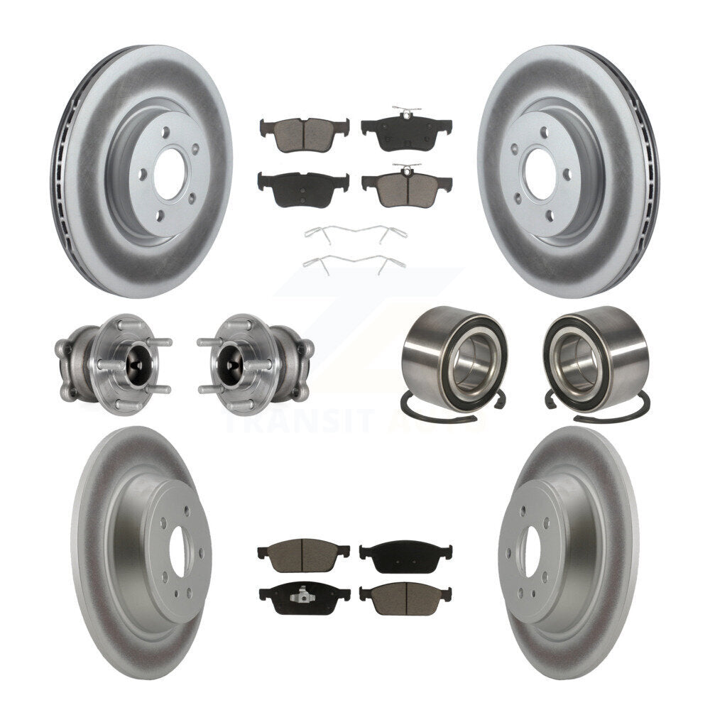 Front Rear Hub Bearing Coated Disc Brake Rotor Pad Kit (10Pc) For Ford Escape Lincoln MKC KBB-124520