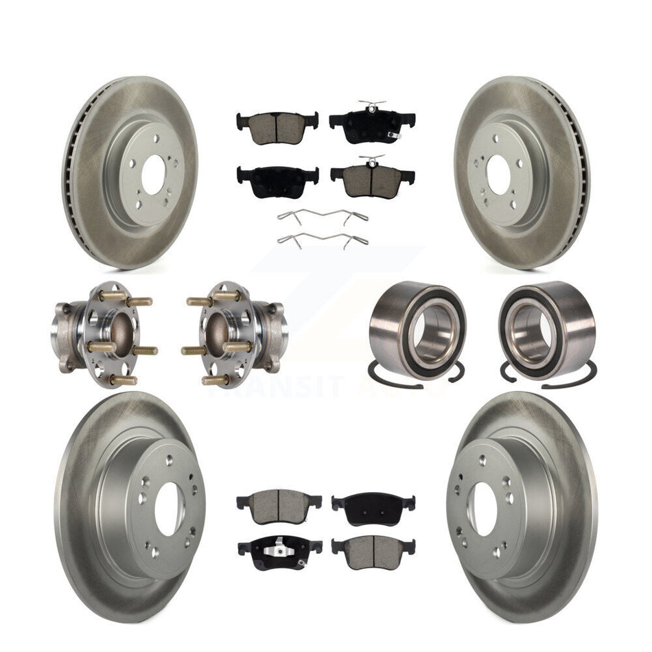 Front Rear Wheel Hub Bearing Coated Disc Brake Rotor And Pads Kit (10Pc) For Honda Accord KBB-124533