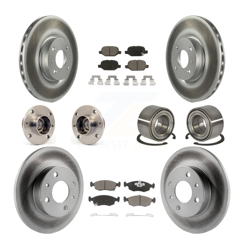 Front Rear Hub Bearings Coated Disc Brake Rotors And Ceramic Pads Kit (10Pc) For Fiat 500 KBB-124544