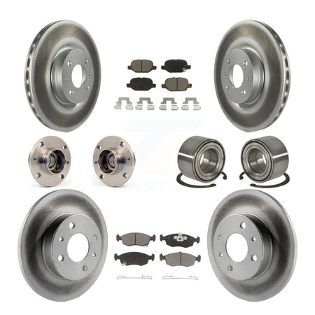 Front Rear Hub Bearings Coated Disc Brake Rotors And Ceramic Pads Kit (10Pc) For Fiat 500 KBB-124544
