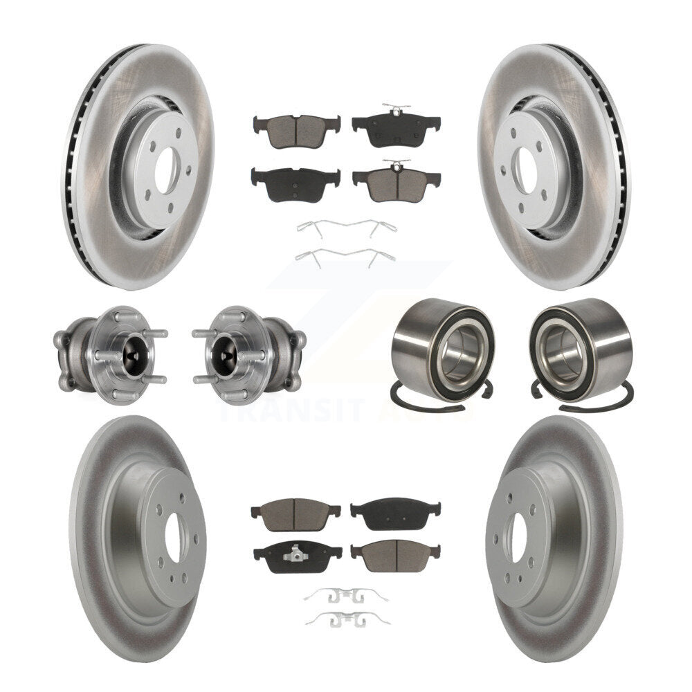 Front Rear Hub Bearing Coated Disc Brake Rotor And Ceramic Pad Kit (10Pc) For Lincoln MKC KBB-124554
