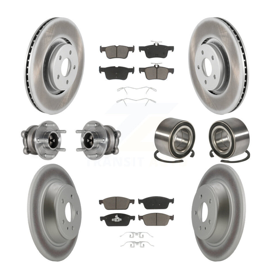 Front Rear Hub Bearing Coated Disc Brake Rotor And Ceramic Pad Kit (10Pc) For Lincoln MKC KBB-124554