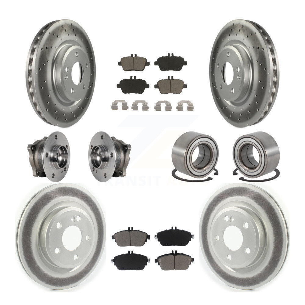 Front Rear Hub Bearing Coat Brake Rotor Pad Kit (10Pc) For 15-18 Mercedes-Benz CLA250 AWD KBB-124578