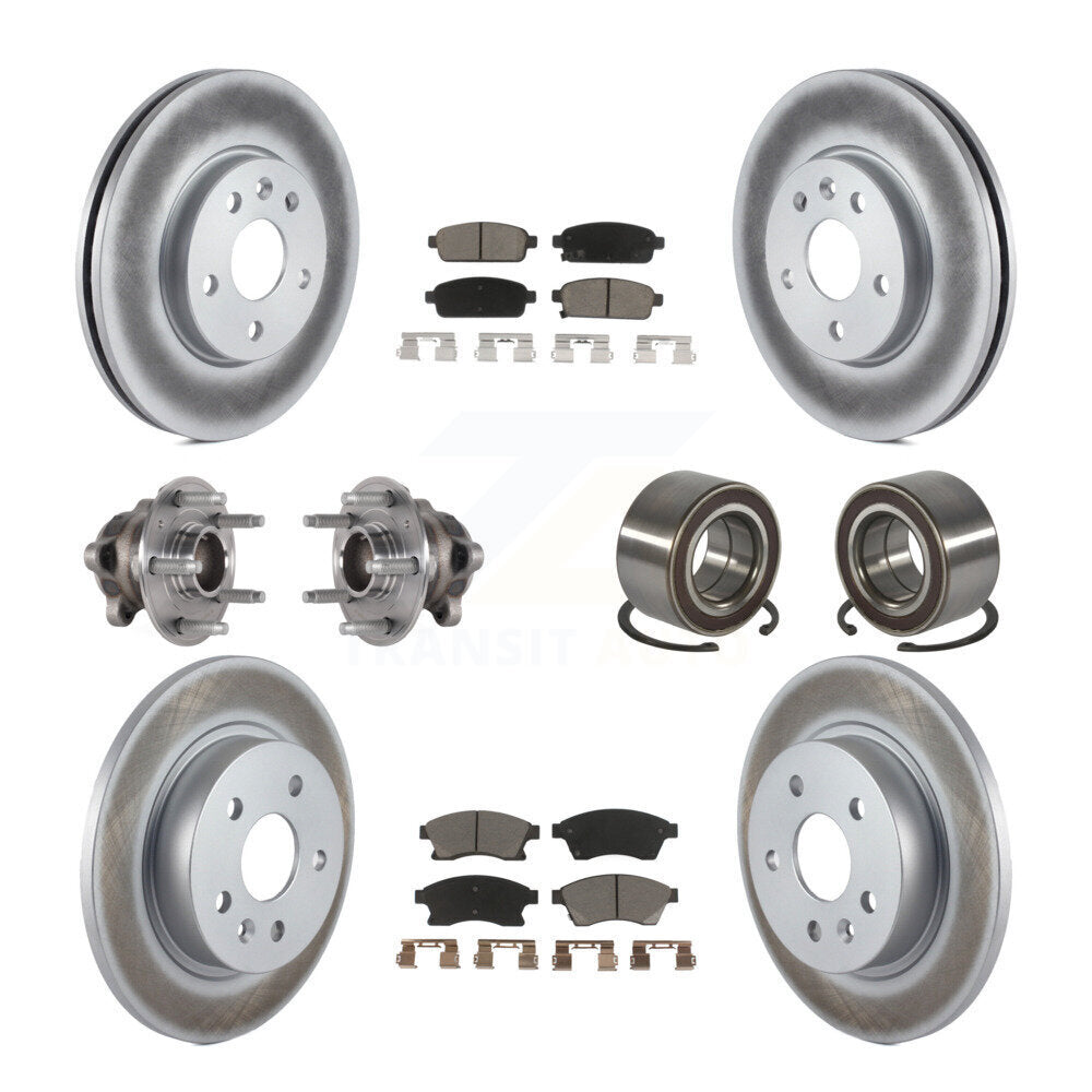 Front Rear Hub Bearing Coated Brake Rotor & Pads Kit (10Pc) For 2016-2017 Chevrolet Sonic KBB-124581