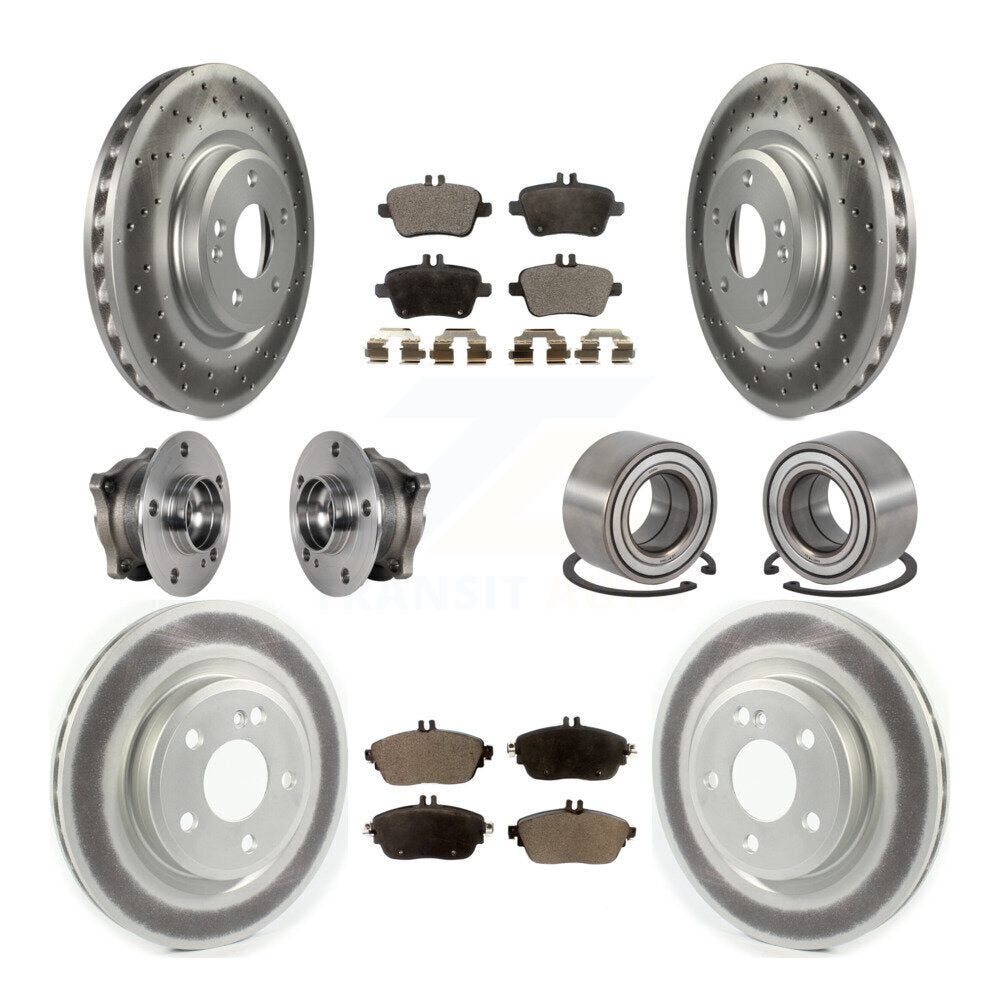 Front Rear Hub Bearing Coat Brake Rotor Pad Kit (10Pc) For 15-18 Mercedes-Benz CLA250 AWD KBB-124627