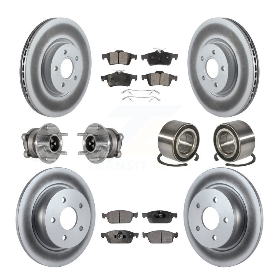 Front Rear Hub Bearing Coated Brake Rotor & Pads Kit (10Pc) For Ford Escape FWD with 2.0L KBB-124642