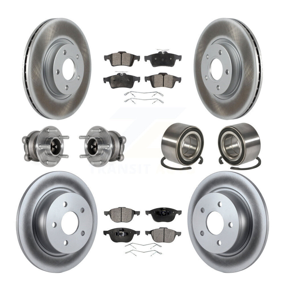 Front Rear Hub Bearing Coated Disc Brake Rotors And Pads Kit (10Pc) For Ford Escape C-Max KBB-124643