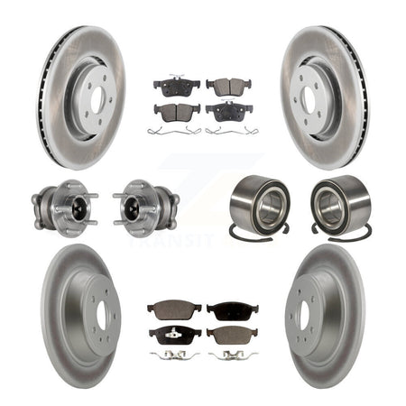 Front Rear Wheel Hub Bearing Coated Disc Brake Rotors And Pads Kit (10Pc) For Lincoln MKC KBB-124645