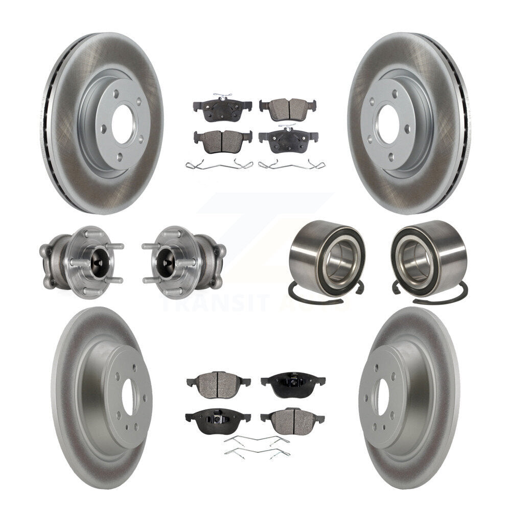 Front Rear Hub Bearing Coat Brake Rotor Pad Kit (10Pc) For Ford Escape FWD with 2.5L/1.5L KBB-124647