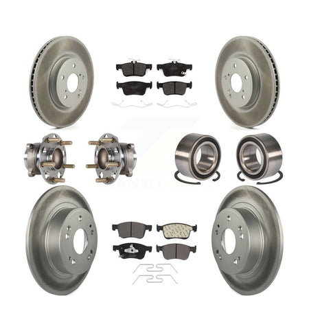 Front Rear Wheel Hub Bearing Coated Disc Brake Rotor And Pads Kit (10Pc) For Honda Accord KBB-124648