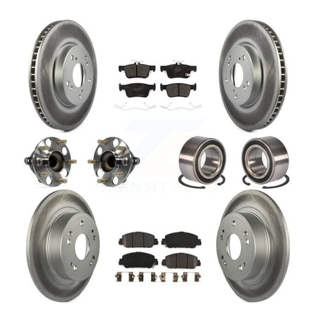 Front Rear Wheel Hub Bearing Coated Disc Brake Rotor And Pads Kit (10Pc) For Honda Accord KBB-124649