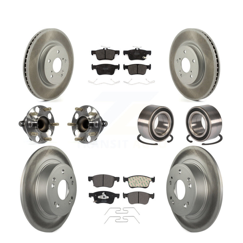 Front Rear Wheel Hub Bearing Coated Disc Brake Rotor And Pads Kit (10Pc) For Honda Accord KBB-124650