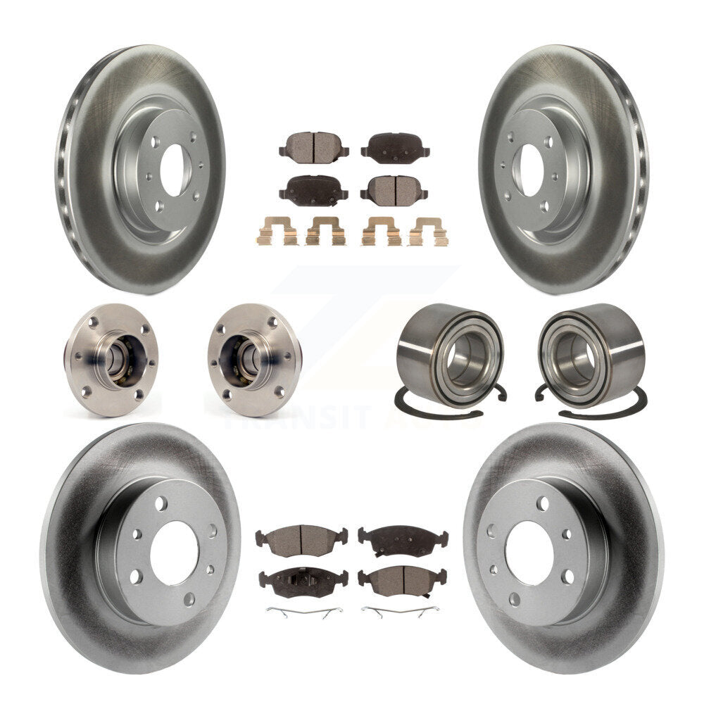 Front Rear Hub Bearing Assembly Coated Disc Brake Rotors And Pads Kit (10Pc) For Fiat 500 KBB-124682